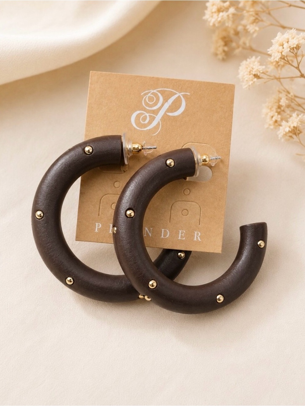 🤎 NEW 🤎 Prender Dark Brown Hoop Earrings with Studs 🤎